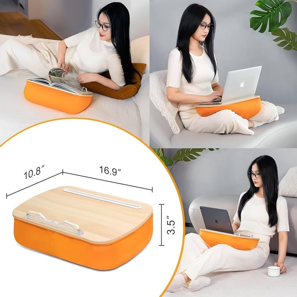 Orange Lap Desk with Wood Top